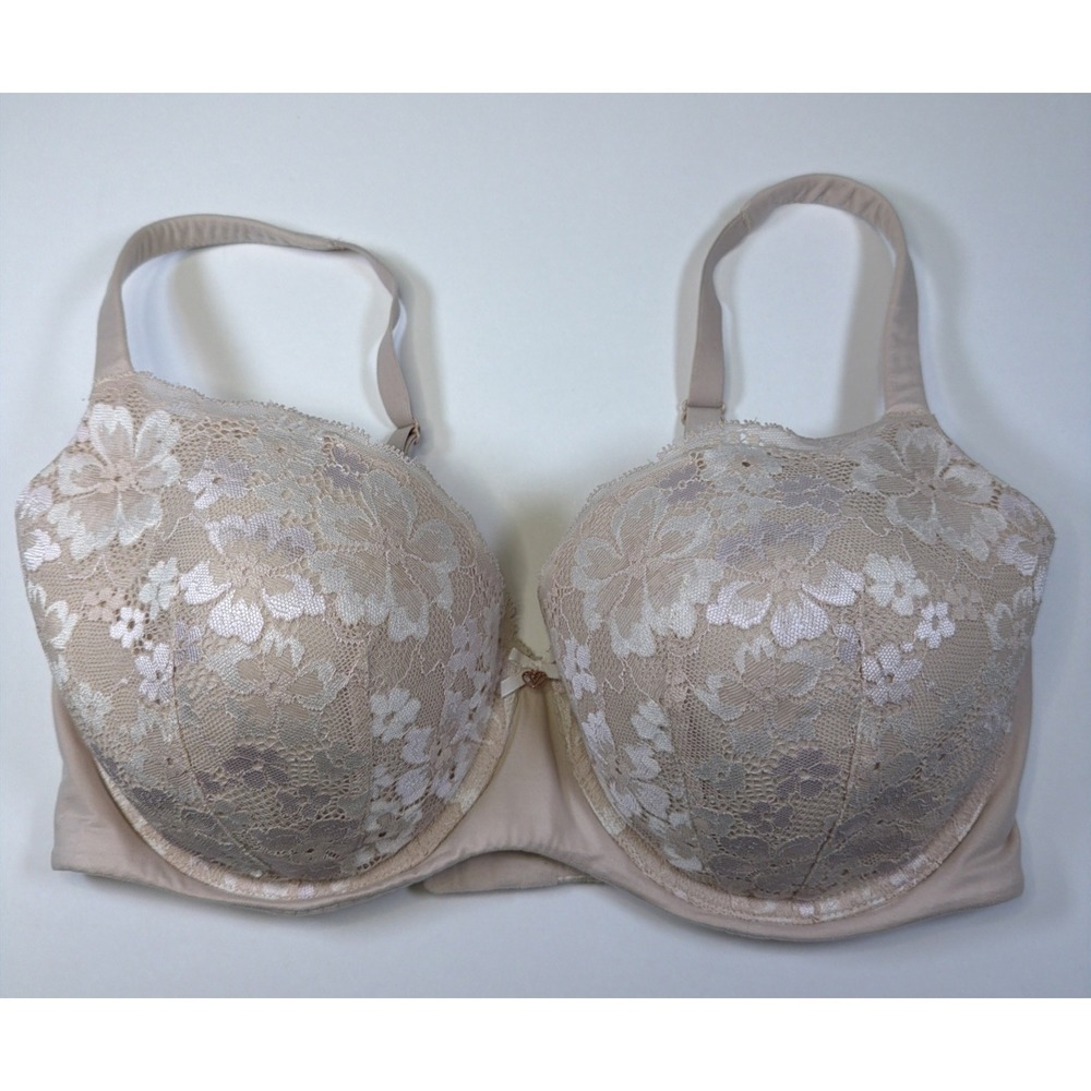 Victoria's Secret Body By Victoria Lined Demi Tan Bra 36DDD Floral Lace Nude
